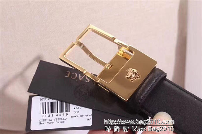 VERSACE範思哲 專櫃同款 原版美人圖扣頭 雙面進口原版小牛皮 男士皮帶  xfp1244